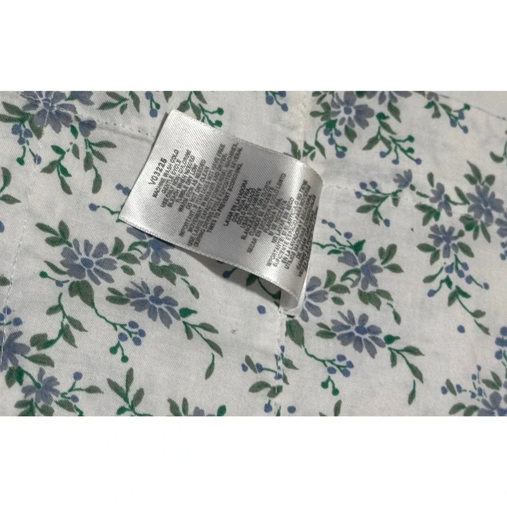 Vintage JC Penney Home Curtain Valance Single Short Floral Print Green Blue 90s